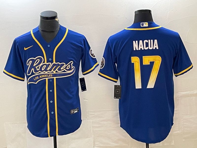 Men Los Angeles Rams #17 Nacua Blue 2023 Nike Co branded NFL Jersey->los angeles rams->NFL Jersey